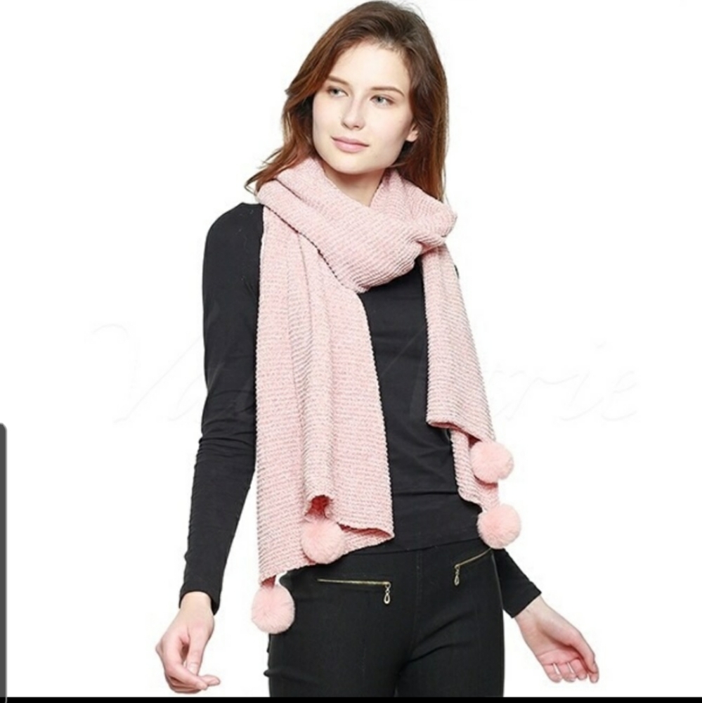 Chanel pompom scarf in blush great gift super soft